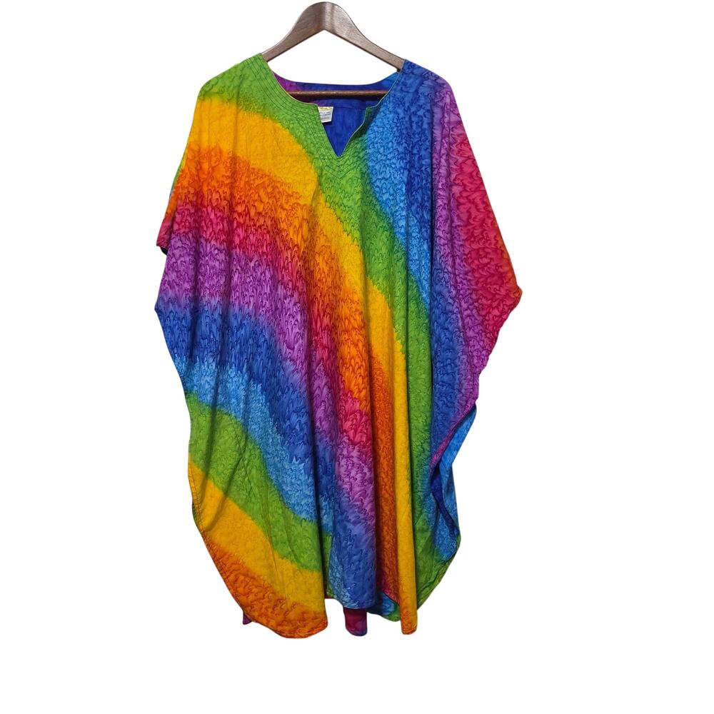 Rima Cover-Up Women's Size One Size Blue Cover-Up Rainbow Tie Dye Resort Beach